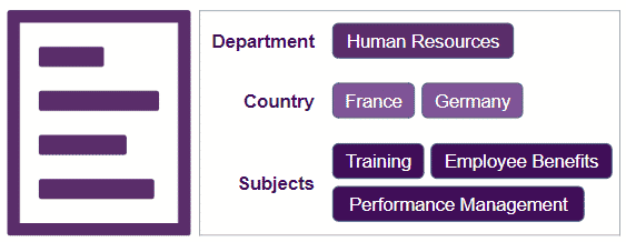 An image depicting a sample piece of content with the fields and values defined by a taxonomy